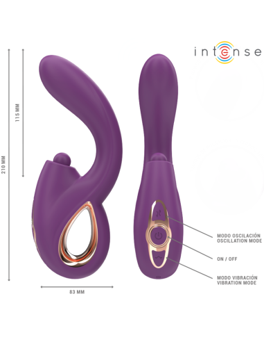 INTENSE - LALI DAUGIAFUNKCINIS G-SPOT VIBRATORIUS TAPYMAS, TRAUKA IR VIBRAVIMAS VIOLETINIS