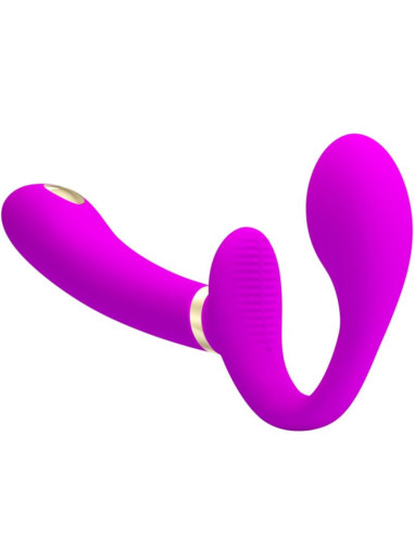 PRETTY LOVE - THUNDERBIRD DOUBLE STRAP-ON VIBRATOR REMOTE CONTROL PURPLE