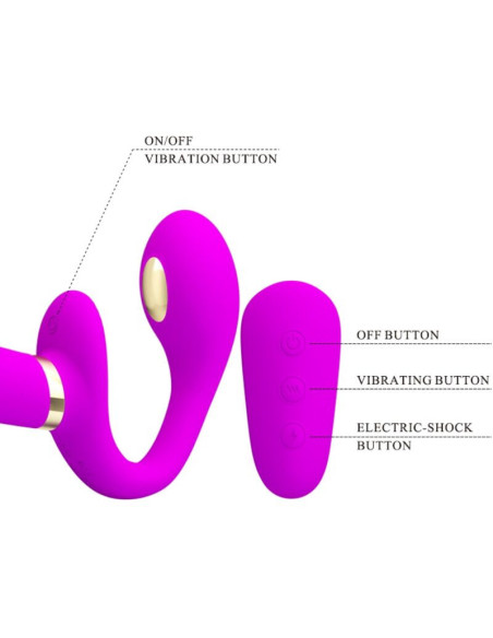 PRETTY LOVE - THUNDERBIRD DOUBLE STRAP-ON VIBRATOR REMOTE CONTROL PURPLE