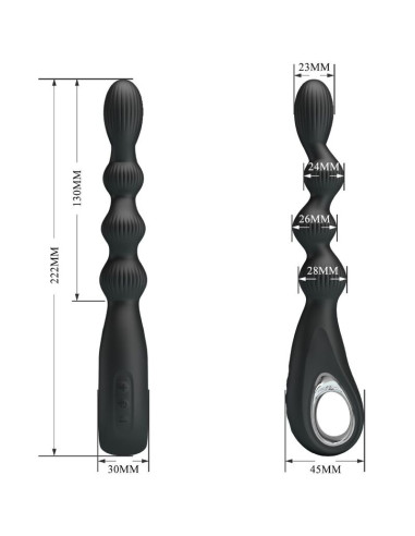 PRETTY LOVE - FEDERER ANAL VIBRATOR 12 VIBRATIONS BLACK