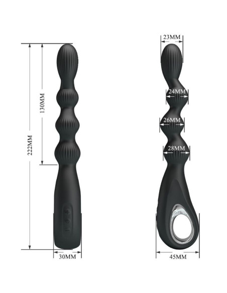 PRETTY LOVE - FEDERER ANAL VIBRATOR 12 VIBRATIONS BLACK