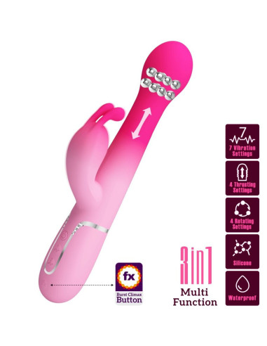 PRETTY LOVE - DEJON 3 IN 1 MULTIFUNCTION RABBIT VIBRATOR PINK