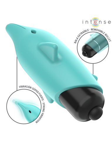 INTENSE - ECHO VIBRATING BULLET DOLPHIN BLUE 8 X 4.7 CM