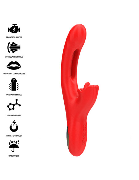 INTENSE - JESSICA MULTIFUNCTION VIBRATOR CLITORIS STIMULATION 24.8 CM RED