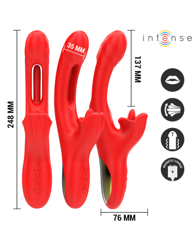 INTENSE - JESSICA MULTIFUNCTION VIBRATOR CLITORIS STIMULATION 24.8 CM RED