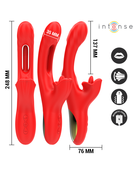INTENSE - JESSICA MULTIFUNCTION VIBRATOR CLITORIS STIMULATION 24.8 CM RED
