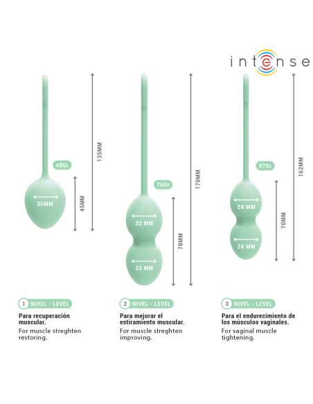INTENSE - CHARLI KEGELIO KAMUOLIUKŲ RINKINYS ŠVIESIAI ŽALIAS NEFRITO