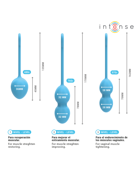 INTENSE - CHARLI KEGELIO KAMUOLIUKŲ RINKINYS VANDENYNO MĖLYNOS SPALVOS