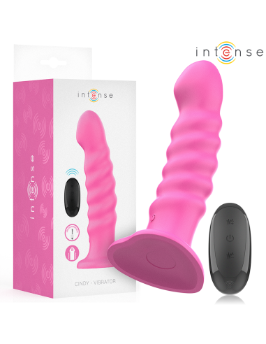 INTENSE - CINDY VIBRATOR DYDIS L SPIRALINIS DIZAINAS 10 VIBRACIJŲ ROŽINIS NUOTOLINIO VALDYMO PULTAS