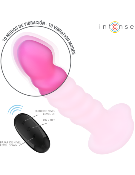 INTENSE - CINDY VIBRATOR DYDIS L SPIRALINIS DIZAINAS 10 VIBRACIJŲ ROŽINIS NUOTOLINIO VALDYMO PULTAS