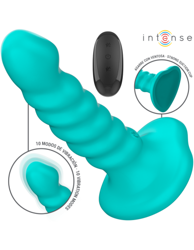 INTENSE - BUFFY VIBRATOR DYDIS S SPIRALINIS DIZAINAS 10 VIBRACIJŲ MĖLYNAS NUOTOLINIO VALDYMO PULTAS