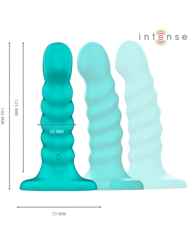 INTENSE - BUFFY VIBRATOR DYDIS S SPIRALINIS DIZAINAS 10 VIBRACIJŲ MĖLYNAS NUOTOLINIO VALDYMO PULTAS
