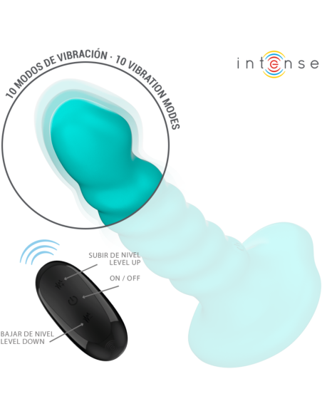 INTENSE - BUFFY VIBRATOR SIZE S SPIRAL DESIGN 10 VIBRATIONS BLUE REMOTE CONTROL