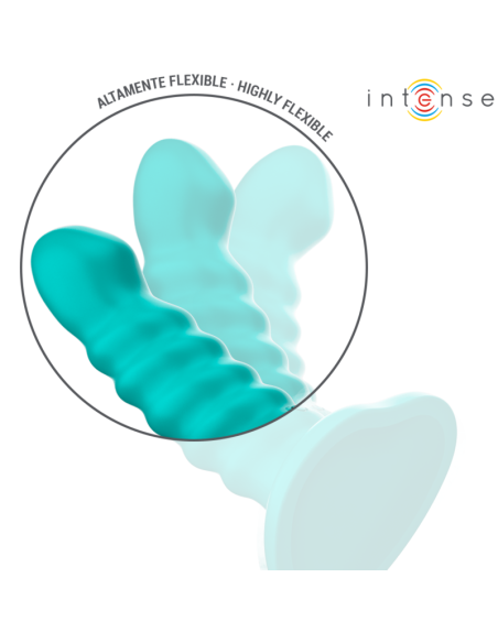 INTENSE - BUFFY VIBRATOR DYDIS S SPIRALINIS DIZAINAS 10 VIBRACIJŲ MĖLYNAS NUOTOLINIO VALDYMO PULTAS