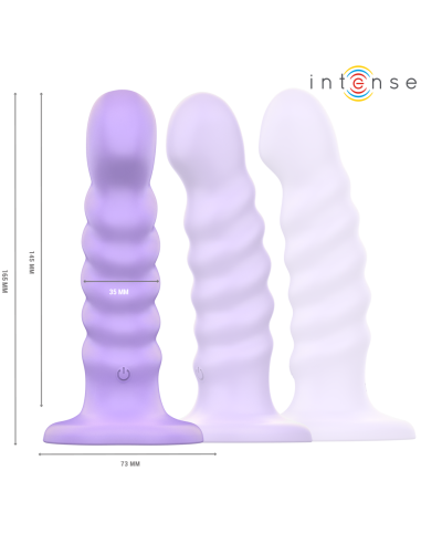 INTENSE - BRENDA VIBRATORIS, DYDIS M, SPIRALINIS DIZAINAS, 10 VIBRACIJŲ, VIOLETINIS, NUOTOLINIO VALDYMO PULTAS