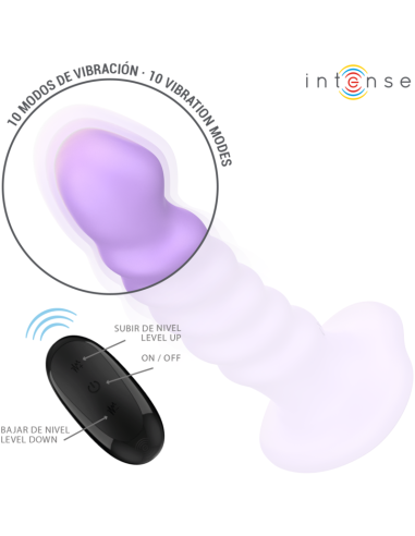 INTENSE - BRENDA VIBRATORIS, DYDIS M, SPIRALINIS DIZAINAS, 10 VIBRACIJŲ, VIOLETINIS, NUOTOLINIO VALDYMO PULTAS