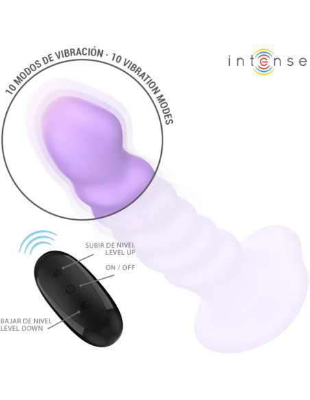 INTENSE - BRENDA VIBRATORIS, DYDIS M, SPIRALINIS DIZAINAS, 10 VIBRACIJŲ, VIOLETINIS, NUOTOLINIO VALDYMO PULTAS