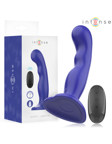 INTENSE - SHORTY VIBRATOR WITH SUCTION CUP BLUE REMOTE CONTROL