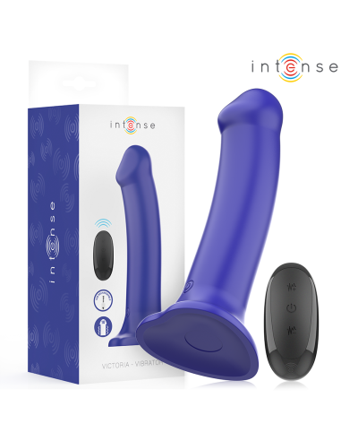 INTENSE - VICTORIA VIBRATOR WITH SUCTION CUP 10 VIBRATIONS DARK BLUE REMOTE CONTROL