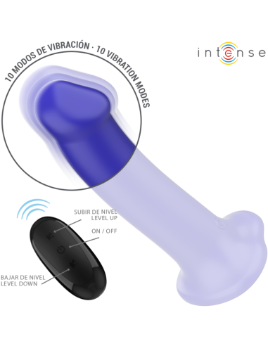 INTENSE - VICTORIA VIBRATOR WITH SUCTION CUP 10 VIBRATIONS DARK BLUE REMOTE CONTROL