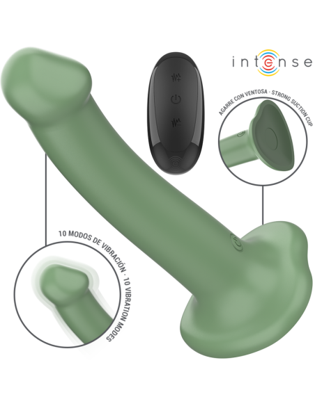 INTENSE - BECCA VIBRATOR SU SIURBLIU 10 VIBRACIJŲ ŽALIA NUOTOLINIO VALDYMO PULTAS