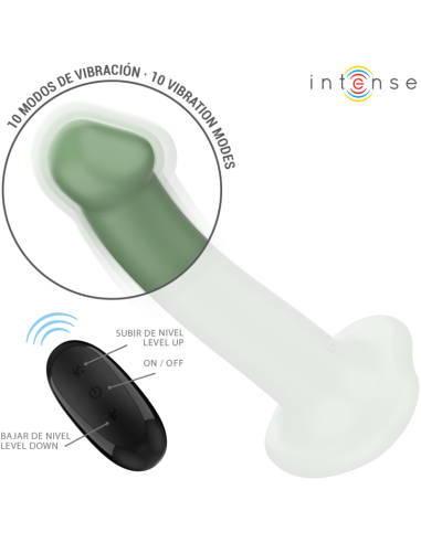 INTENSE - BECCA VIBRATOR SU SIURBLIU 10 VIBRACIJŲ ŽALIA NUOTOLINIO VALDYMO PULTAS