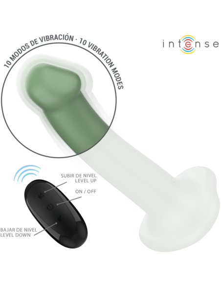 INTENSE - BECCA VIBRATOR SU SIURBLIU 10 VIBRACIJŲ ŽALIA NUOTOLINIO VALDYMO PULTAS