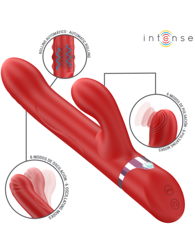 INTENSE - LELE MULTIFUNCTION VIBRATOR ROTATING and OSCILLATION and STIMULATION RED