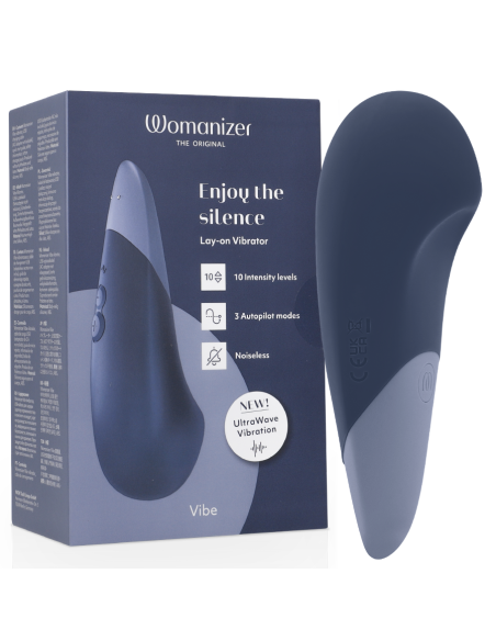 WOMANIZER - VIBE LAY-ON SILENT VIBRATOR DARK BLUE