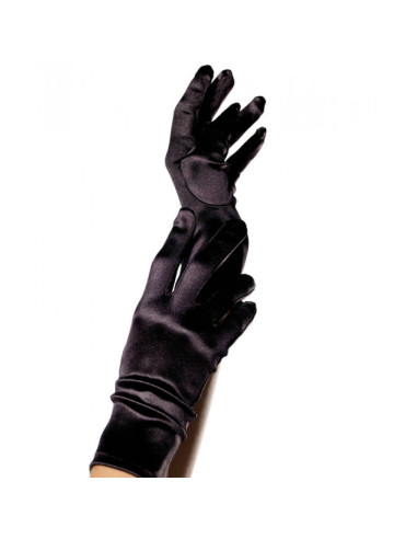 LEG AVENUE - SATIN GLOVES BLACK