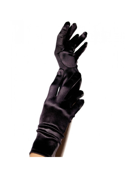 LEG AVENUE - SATIN GLOVES BLACK