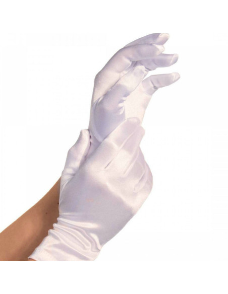 LEG AVENUE - SATIN GLOVES WHITE