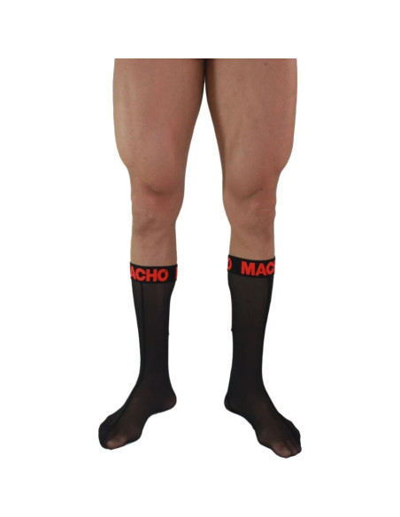 MACHO - THIN SOCKS ONE SIZE BLACK-RED