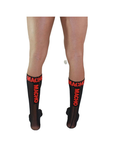 MACHO - THIN SOCKS ONE SIZE BLACK-RED