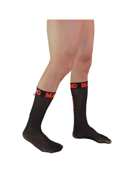 MACHO - THIN SOCKS ONE SIZE BLACK-RED