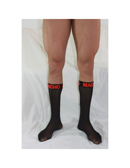 MACHO - THIN SOCKS ONE SIZE BLACK-RED