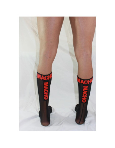 MACHO - THIN SOCKS ONE SIZE BLACK-RED