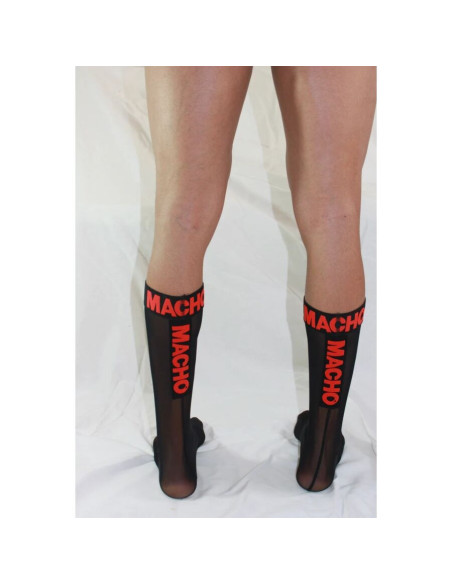 MACHO - THIN SOCKS ONE SIZE BLACK-RED