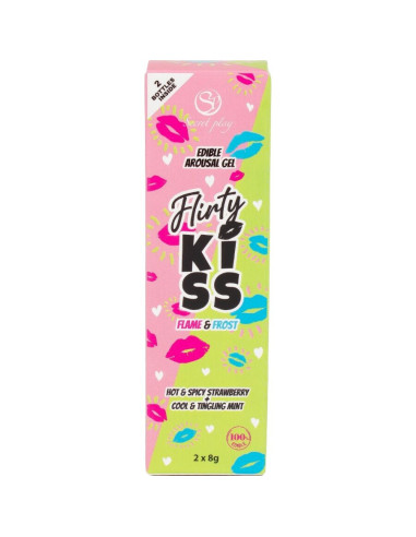 SECRETPLAY - FLIRTY KISS GELS WITH ORAL SEX EFFECTS STRAWBERRY and MINT 2 x 8 GR