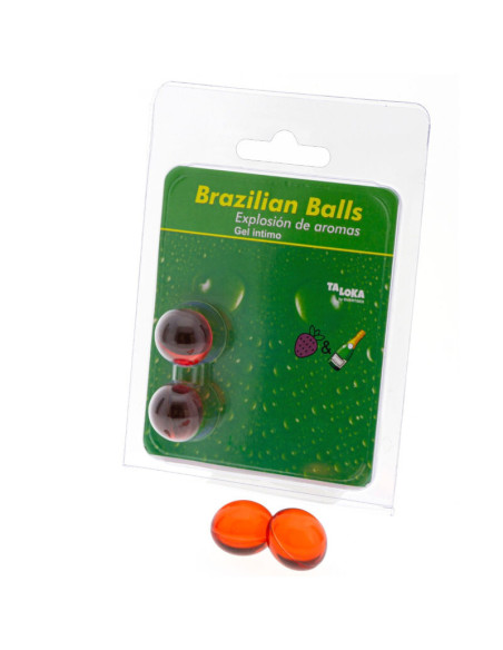 TALOKA - 2 BRAZILIAN BALLS STRAWBERRIES and CHAMPAGNE INTIMATE GEL
