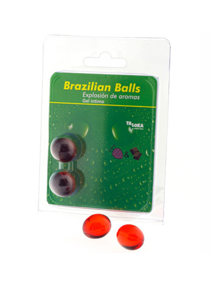 TALOKA - 2 BRAZILIAN BALLS STRAWBERRY and CHOCOLATE INTIMATE GEL