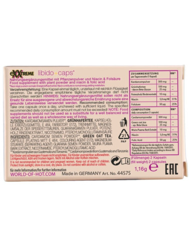 HOT - EXXTREME LIBIDO KAPSULĖS MOTERIMS 2 VIENETAI