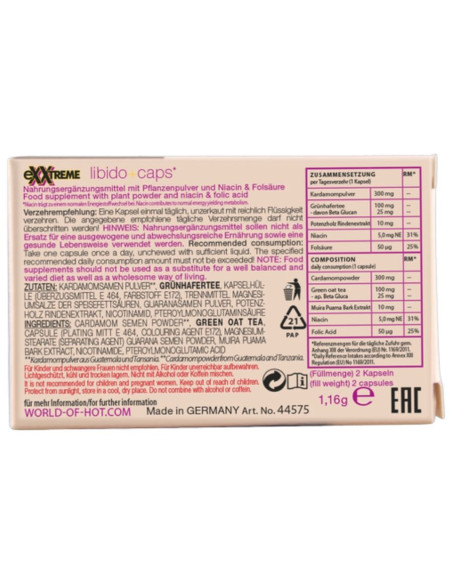 HOT - EXXTREME LIBIDO KAPSULĖS MOTERIMS 2 VIENETAI