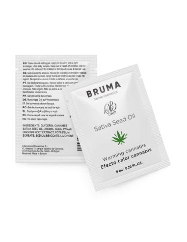 BRUMA - SATIVA SĖKLŲ ALIEJAUS ŠILDANTIS GELIS SU KANABIŠKŲ SKONIU, 6 ML