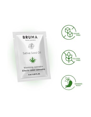 BRUMA - SATIVA SĖKLŲ ALIEJAUS ŠILDANTIS GELIS SU KANABIŠKŲ SKONIU, 6 ML