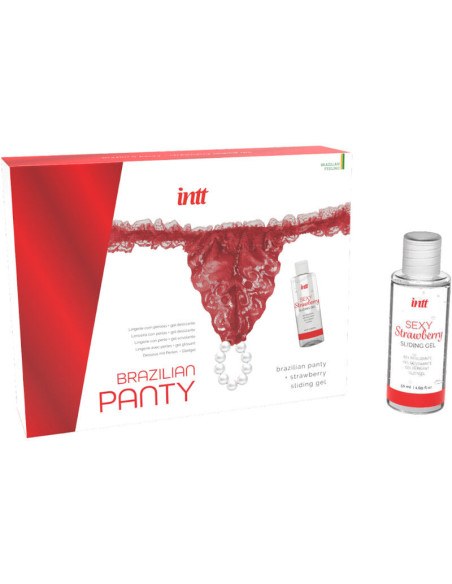 INTT RELEASES - BRAZILIAN RED PANTY WITH PEARLS AND LUBRICATING GEL 50 ML