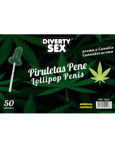 DIABLO GOLOSO - 50 PENIS LOLLIPOPS KANAPIŲ AROMATAS