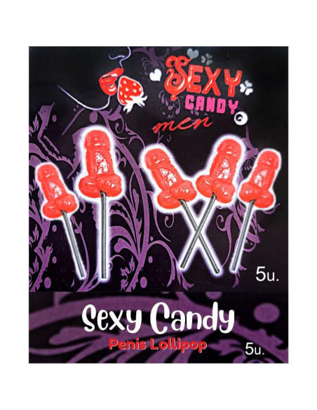 DIABLO PICANTE - BOX OF 5 CHERRY PENIS SHAPED LOLLIPOPS