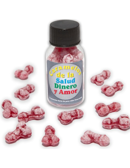 DIABLO PICANTE - 12 HEALTH-MONEY-LOVE CANDIES PENIS SHAPE STRAWBERRY-CHERRY