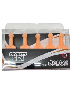 DIABLO PICANTE - BOX OF 5 FLESH PENIS-SHAPED CANDLES